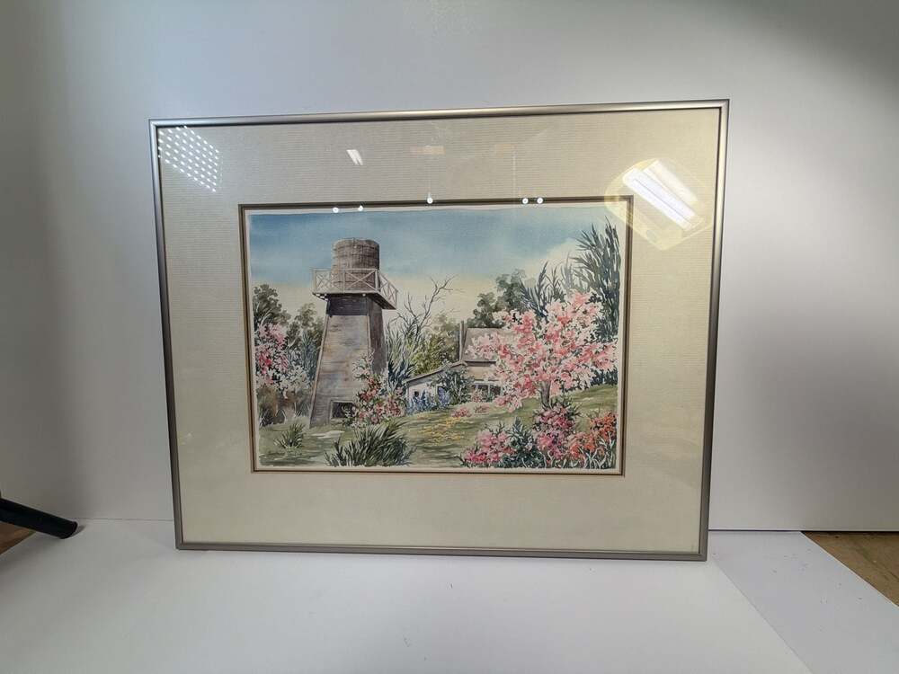 Original Watercolor Painting Caspar Water Tower‎ by Sunshine Taylor Framed